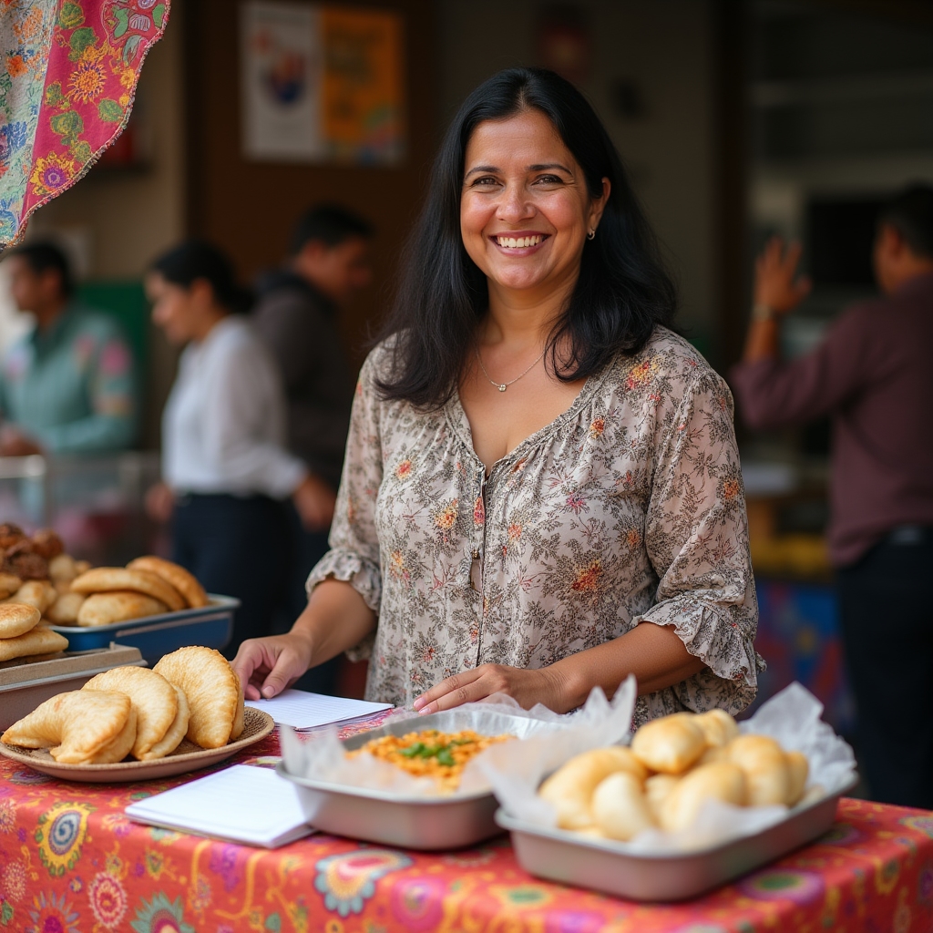 Food entrepreneur displaying her products at a local market in Paraguay